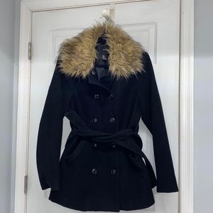 Forever 21 Faux Fur Collar Coat